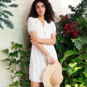 Anthropologie Skies are Blue Celia Embroidered Floral Tiered Mini Dress